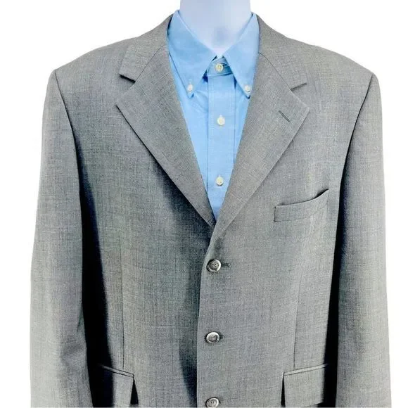 John Weitz Wool Sports Coat Three Button No Vent Full Lining 44L