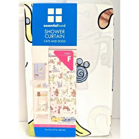 Essential Home Silly Cats and Dogs Fabric Shower Curtain Polyester 70 x 72 inch