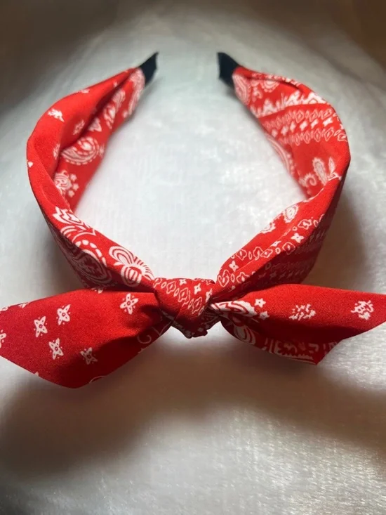 Red Bandana Print Knot Headband