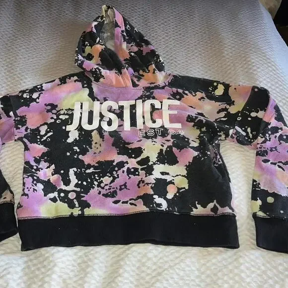 Justice Kids Multi-Colored Tye Dye Hoodie - Size Medium