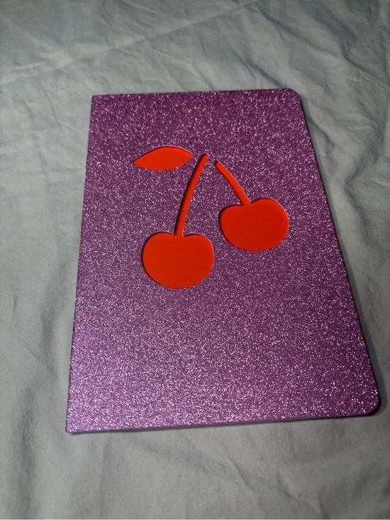 New Pink Glitter Cherry Notebook Journal Diary