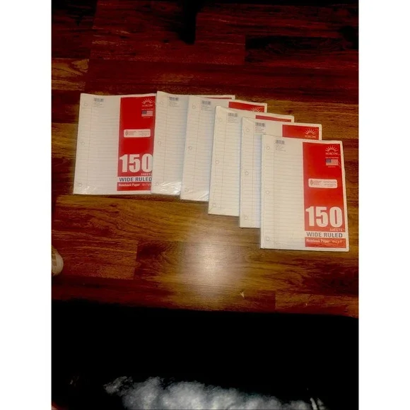 Mead Norcom Walmart Notebook Paper Wide Ruled‎ 10.5 X 8 150 Sheets Lot of 6
