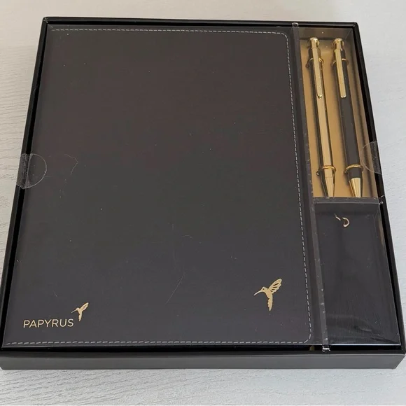 Papyrus Boxed Journal & Pen Gift Set in Black and Gold