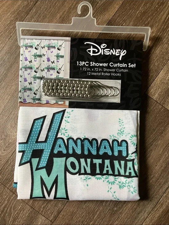 Disney Hannah Montana Shower Curtain Set - Teal, Black, White