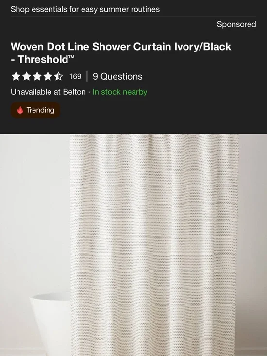 Threshold Ivory Shower Curtain with Subtle Black Dots