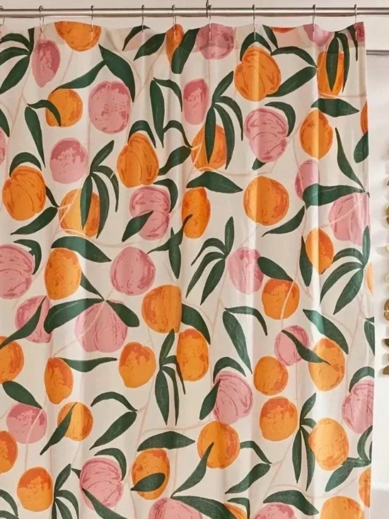 Peach & Orange Fruit Print Shower Curtain Urban Outfitters