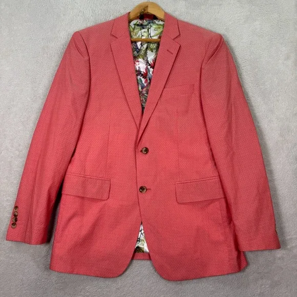NEW Linea Uomo Blazer Jacket Mens 38R Pink Cotton Casual Preppy Lightweight Coat