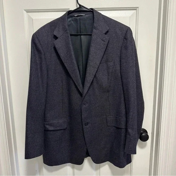 CANALI Wool Cashmere Silk Sport Coat Blazer Purple Plaid Check Italy Size 54