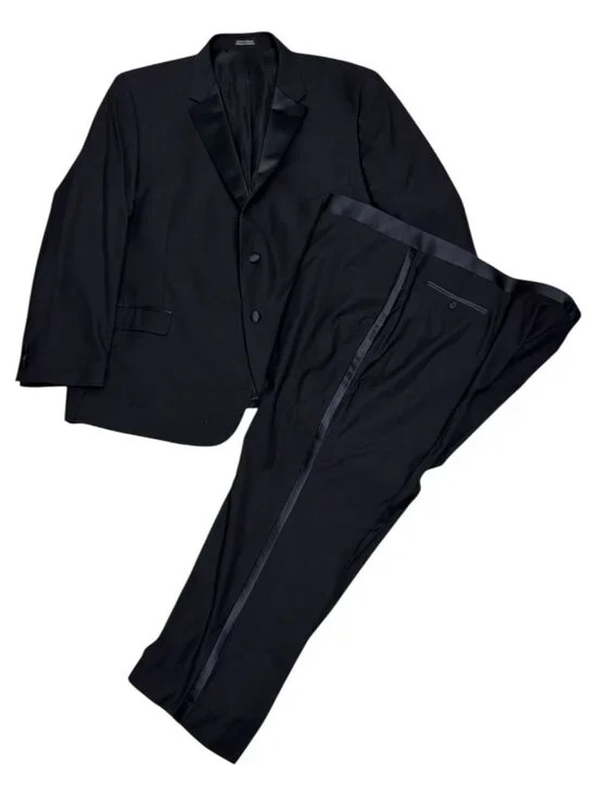 PRONTO UOMO Moores Luxury Designer Formal Business Black Tuxedo Suit Mens 54R