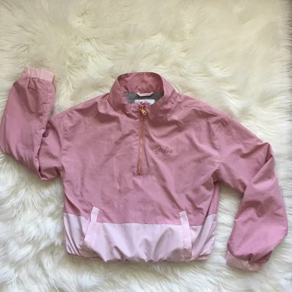 Justice Girls Pink Pullover 3/4 Zipper Jacket Size 12 EUC