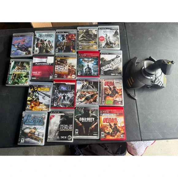 Thrustmaster‎ Top Gun Joystick + PS3 Game Lot COD Batman AC3 L.A. Noire