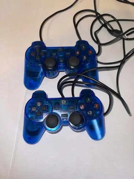 Dilong Set of 2 Translucent Blue‎ USB Wired Gamepad Controllers for PC