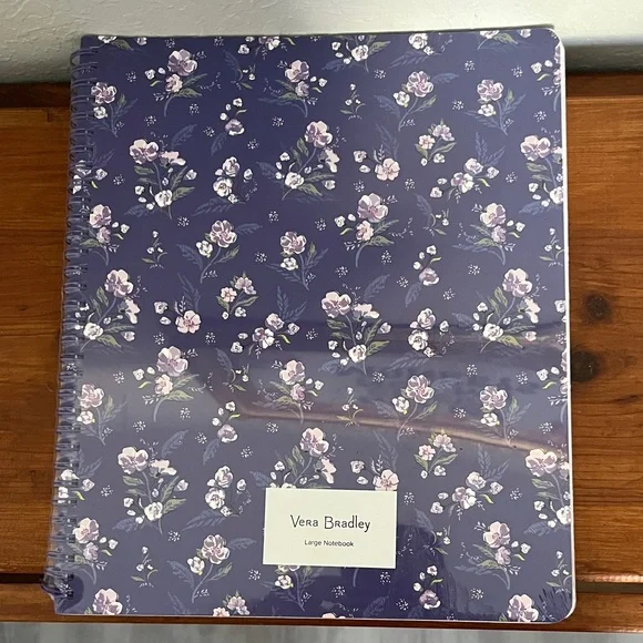 Vera Bradley LG Wild Roses Purple & Pink Floral Spiral Notebook Interior Pocket