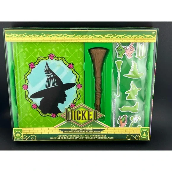 Wicked Journal Set with Broomstick Pen and‎ Puffy Stickers Green 40 Sheet