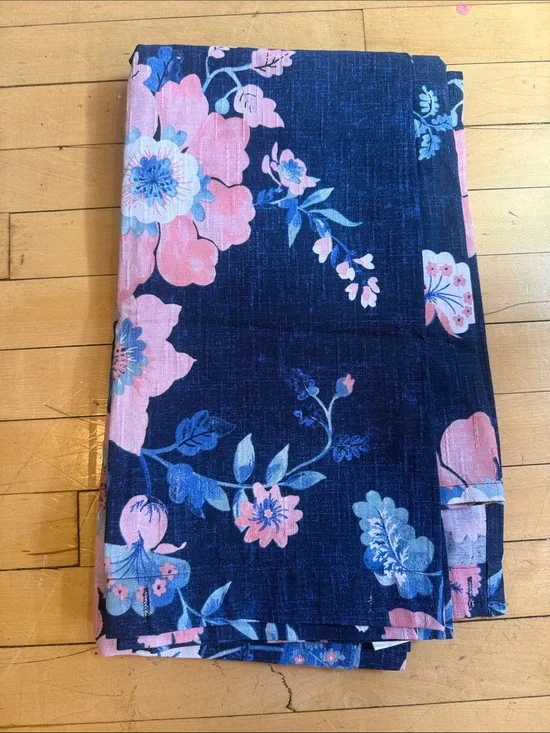 Floral Navy and Pink Shower Curtain