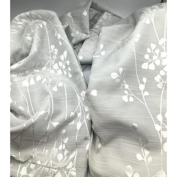Dainty Home Fabric Shower Curtain Gray With Gray Embroidery EUC Free Shipping