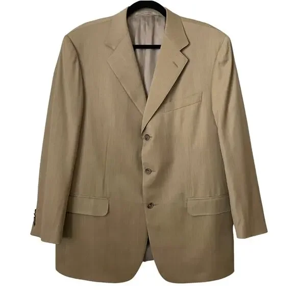 Ermenegildo Zegna Blazer Mens IT 54R US‎ 44R Tan 100% Wool 3 Button Sport Coat