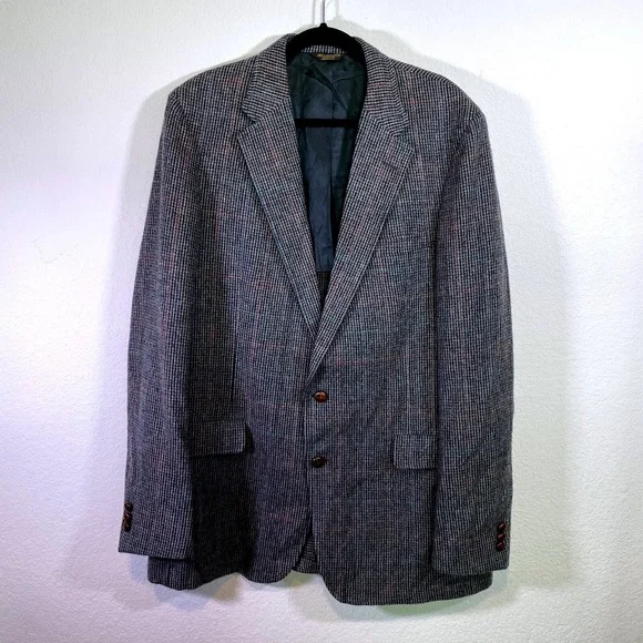 Hunter‎ Haig Blazer Coat Men's Multicolor Button Up Long Sleeve 100%Pure Wool