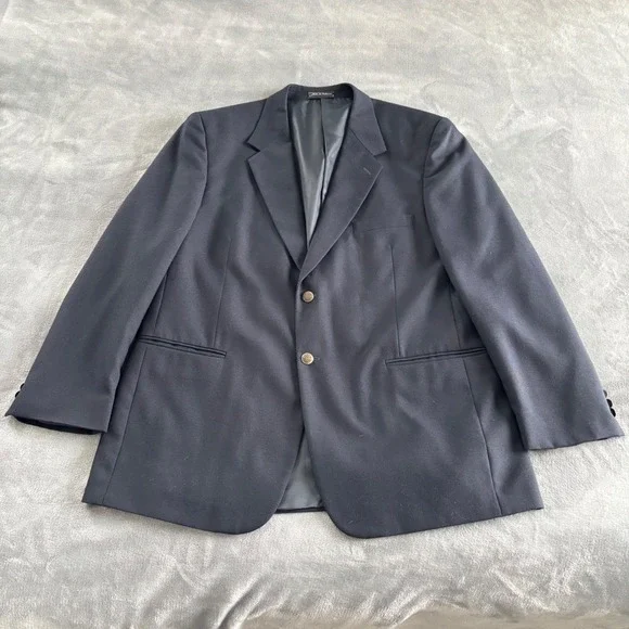 Bert Pulitzer Mens Classic Navy Blazer Wool Blend Gold ButtonsCasual Jacket‎ 46L