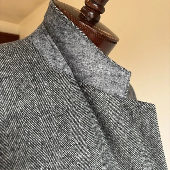 Bert Pulitzer Herringbone Wool Blazer Mens Sz 46R VTG Tweed Sport Coat Gray MINT