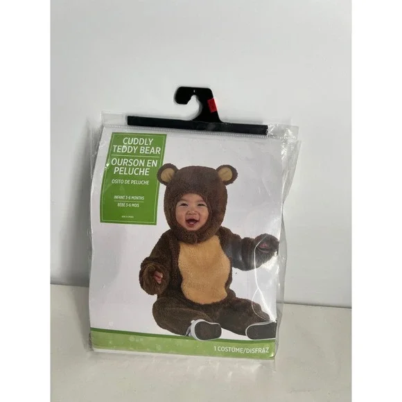 Cuddly Teddy‎ Bear Costume Infant 3-6 Months Jumpsuit Hood Halloween