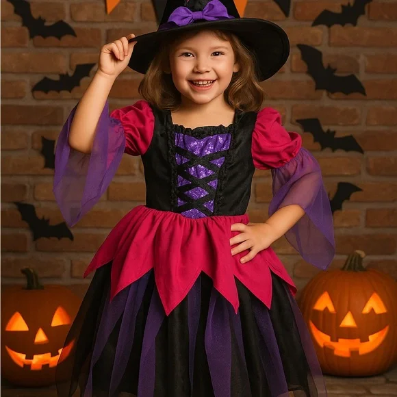 Disguise Witch Costume‎ - Fuchsia, Violet, and Black