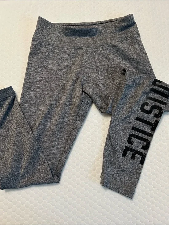 Justice Gray Capri Leggings with Black Side Logo