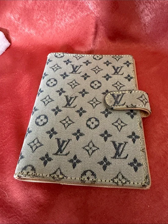 Louis Vuitton Beige and Black Mini Lin Monogram Agenda Cover