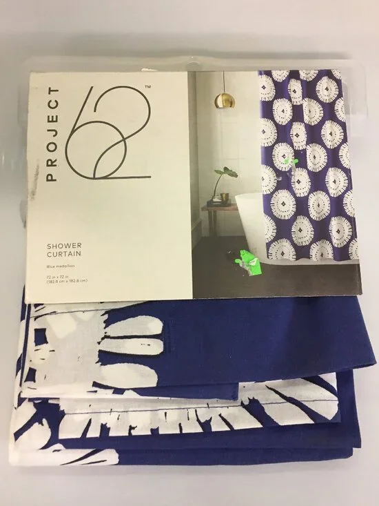 NEW Project 62 Blue White Medallion Shower Curtain 72