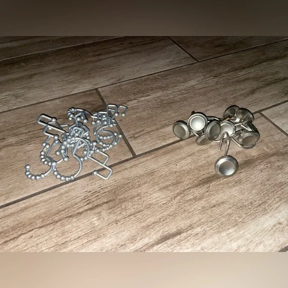 Set of 2 Silver Metal Shower Curtain Hooks