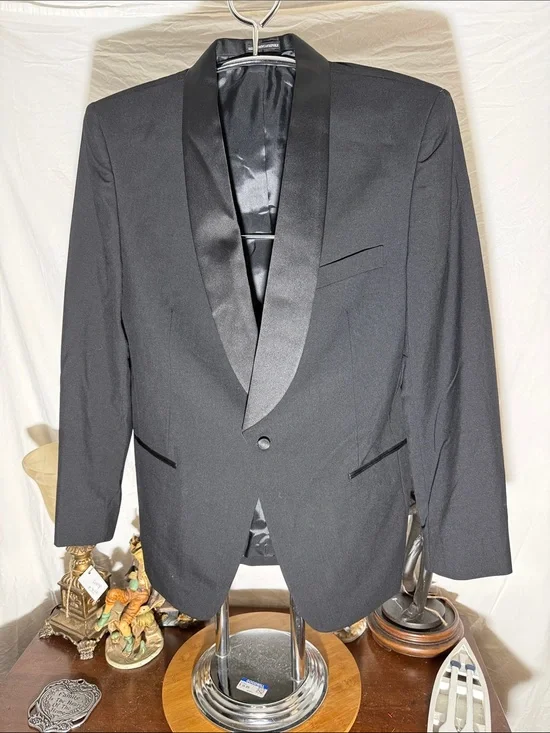 Men's Black Satin Shawl Collar Tuxedo Jacket