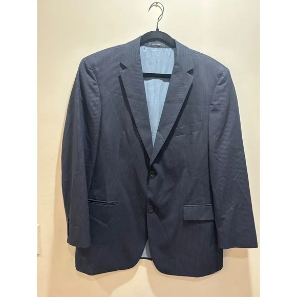 Hugo Boss Navy Pinstripe Blazer Super‎ 120 Virgin Wool Suit Sports Coat 42R