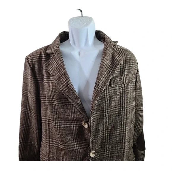 Doctor Who‎ BBC Men's Large XL Plaid Blazer Jacket Elbow Patches