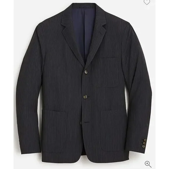 Wallace & Barnes J. Crew suit jacket Italian stretch wool-blend seersucker 44R