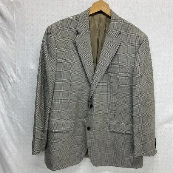 Lauren Ralph Lauren Blazer Men 46R Purple Tan Prince Edward Plaid‎ Silk Wool