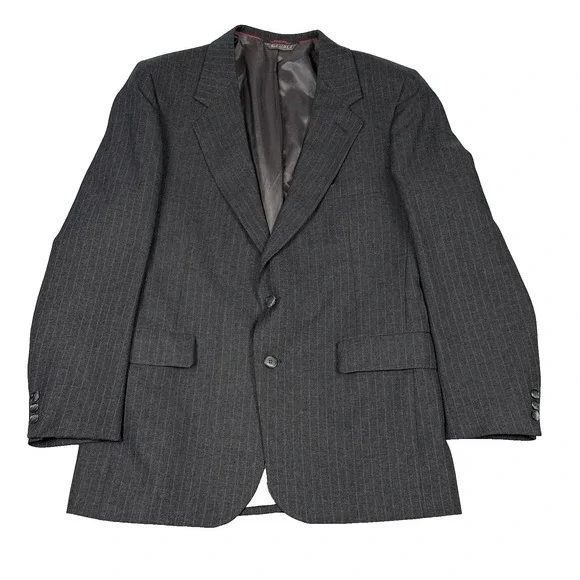 Vintage Levi's Men's 42R Suit Coat Action Business Class Jacket Gray Striped USA