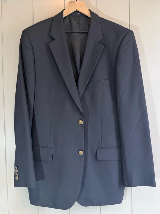 Club Room Charter Club Sport Coat 42L Tall Navy Blue Wool Blazer