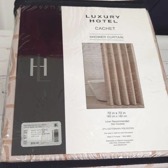 NWT Shower Curtain with Beige and Tan Geometric Design (72x72)