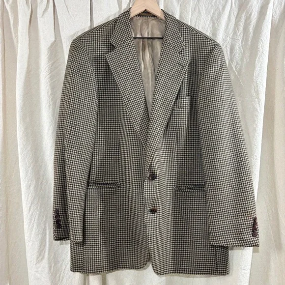 Polo University Club Ralph Lauren Wool Houndstooth Blazer Sport Coat Mens 43T