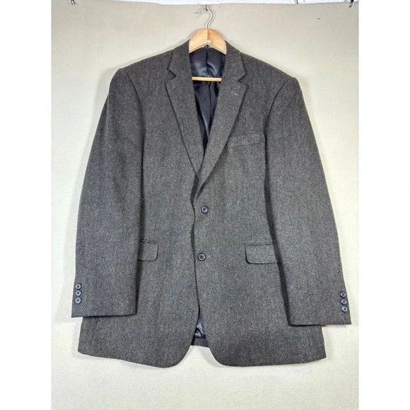 Bachrach Mens 42L Brown Tweed 100% Wool Two Button Blazer Sport Coat‎ Jacket