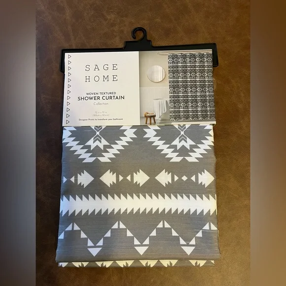 Sage Home Fabric Shower Curtain