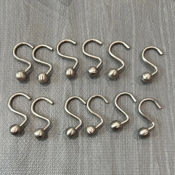 Chrome Shower Curtain Hooks (set of 12)
