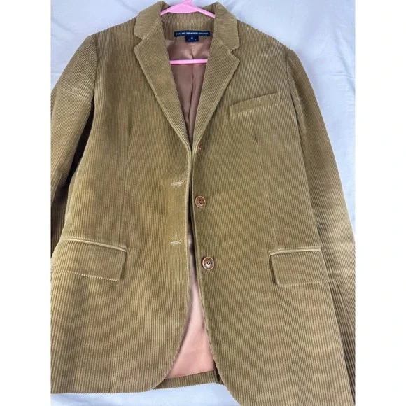 Ralph Lauren Sport Corduroy Blazer Jacket Tan‎ Brown Men Size 12