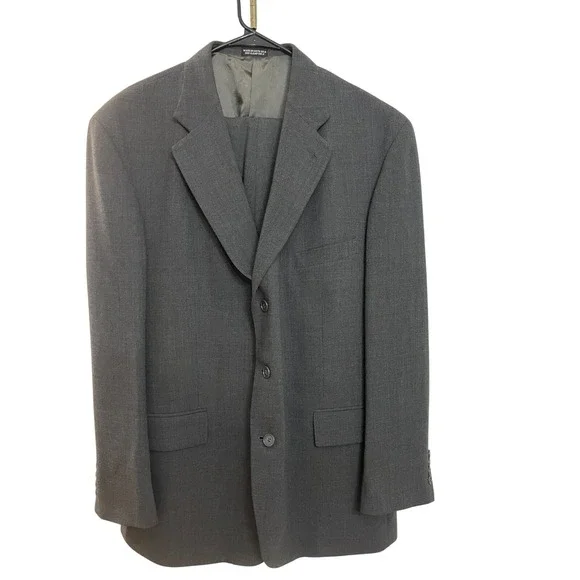 Oscar De La Renta Mens Suit‎ Wool 2 Piece 46XL 46x38 Double Breasted