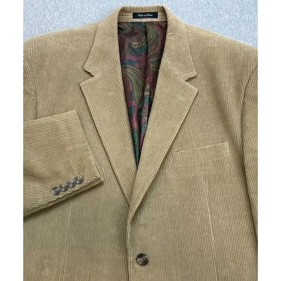 Ralph Lauren Blazer Mens 44R Brown 100% Cotton Corduroy 2-Button Single Breast