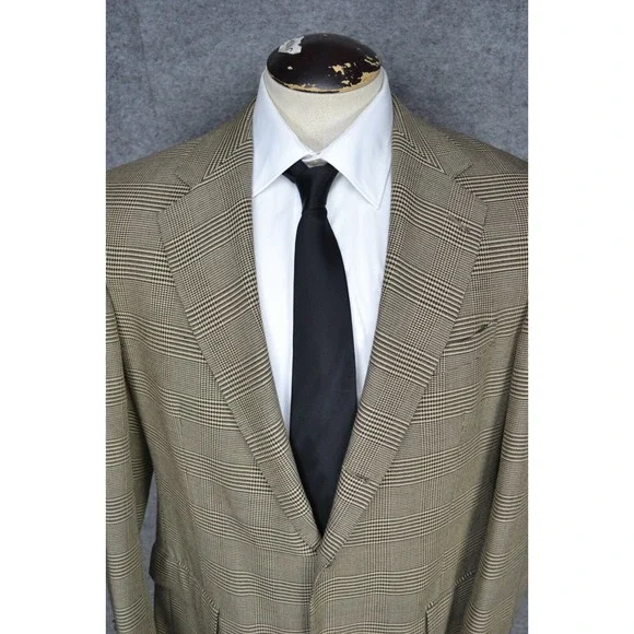 VTG Polo Ralph Lauren Blazer Men 42 Brown Plaid Check Houndstooth Sport Coat USA