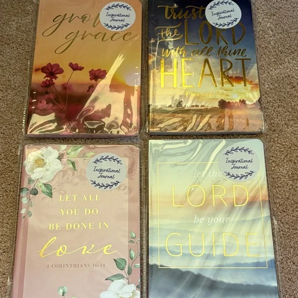 Christian Inspirational Four Journal Set with Gold Script