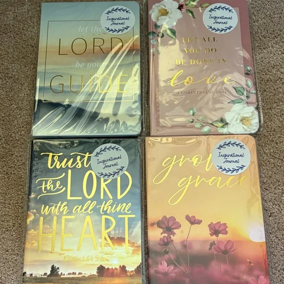 Christian Inspirational Four Journal Set - Gold, Pink, and Yellow