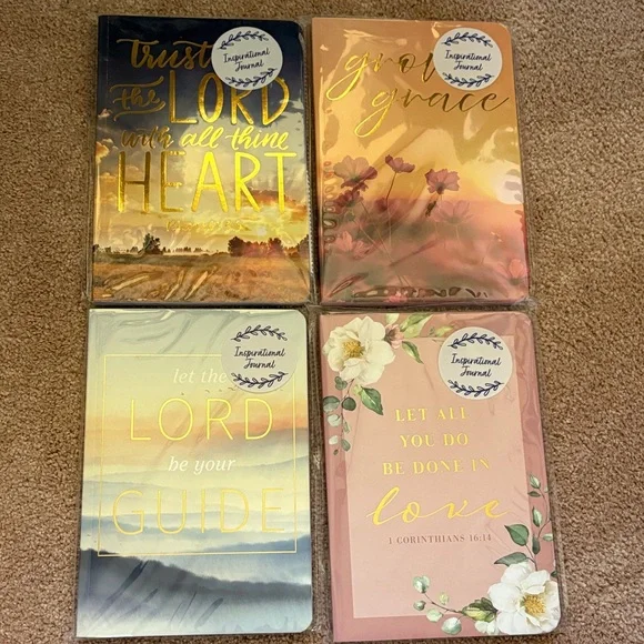 Christian Inspirational Journals Set with Gold Accents