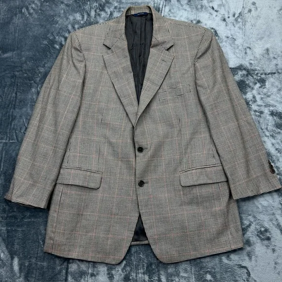 Brooks‎ Brothers Italy Wool Men's 42R Houndstooth Plaid Sport Coat Blazer Jacket